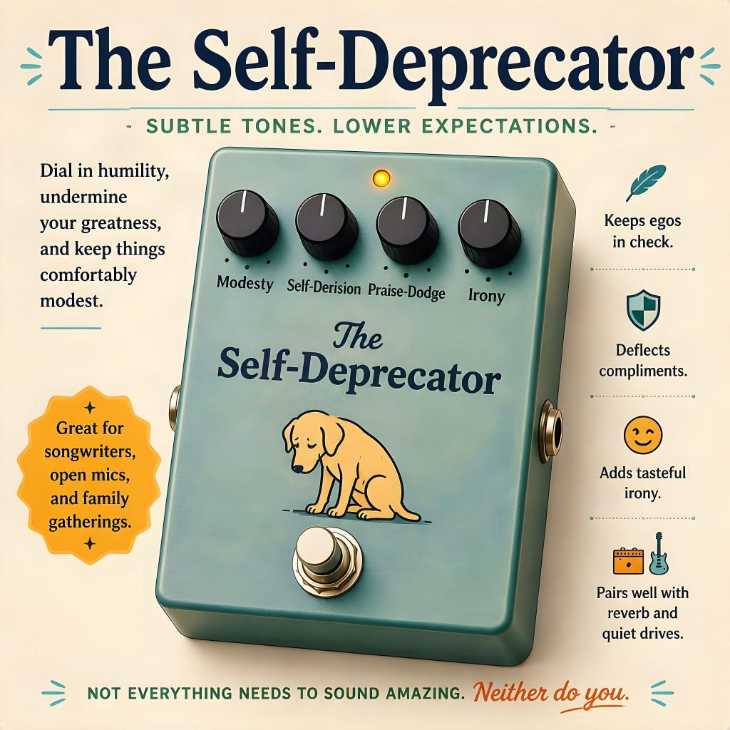 The Self-Deprecator – an ego de-booster pedal for the modest guitar-player